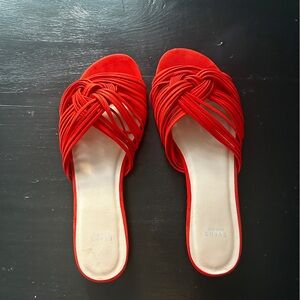 Blood orange Evan’s suede knotted slide sandals size 11W